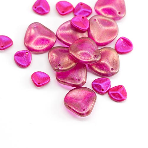 Rose Petal Glass Beads in Viva Magenta